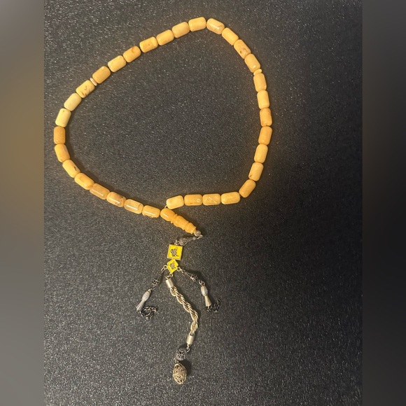 Other - Turkish Prayer Beads Tasbih | Yellow Beads | Silver-Tone Tassel